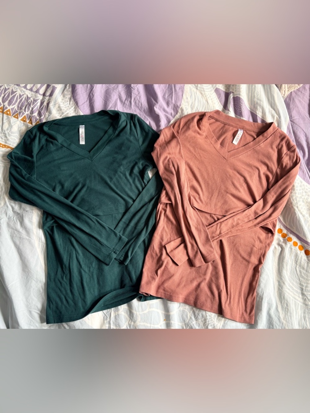 Latched Mama V-Neck Nursing Tops in Dusty Rose and Deep Teal